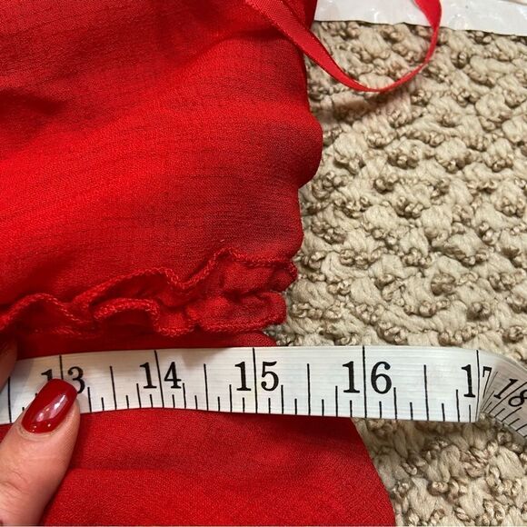 The Impeccable Pig Brand Red Tie Front Baby Doll Dress Size Large - Picture 7 of 13